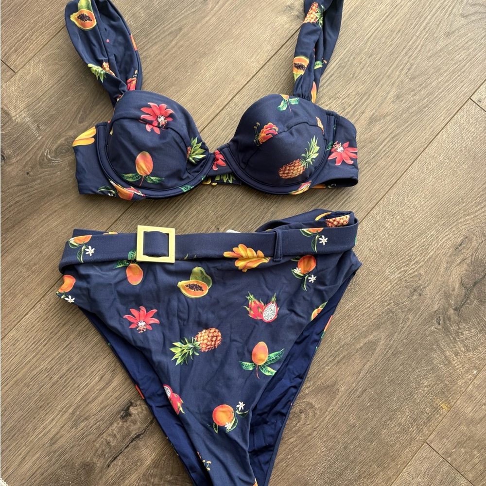 WeWoreWhat Navy Fruit Print Bikini